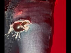 Amateur boy pissing in a condom