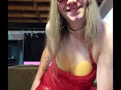Sissy In A Red Bandage Dress (Full Video On Red)
