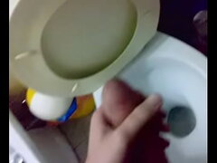 Uncut dick masturbating