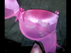 cum pink satin bra